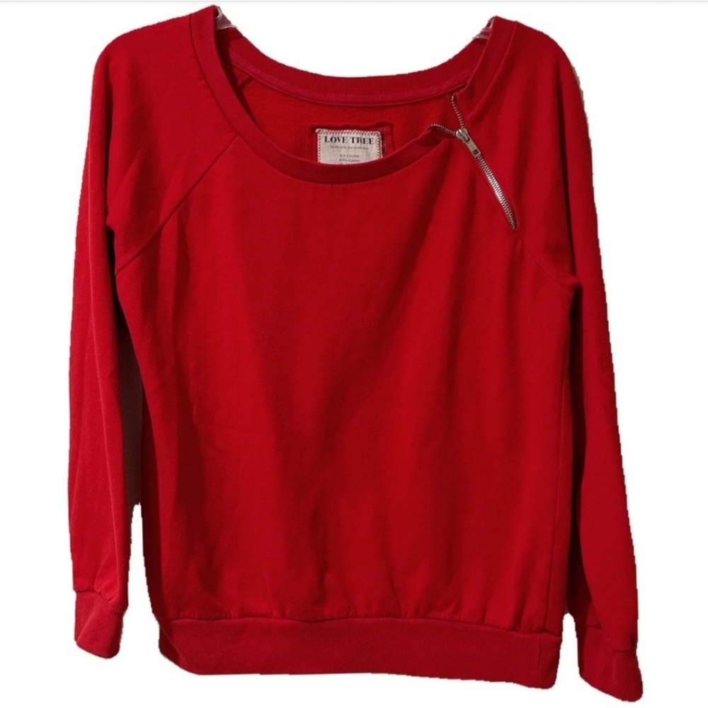 LOVE TREE Red Zipper Sweater Top ▪️♥️